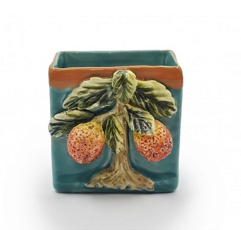 PORTA ADOÇANTE QUADRADO COM APLICAÇÃO DE LARANJA