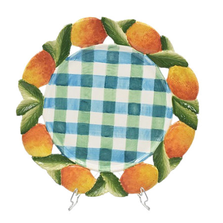 PRATO RASO COM BORDA DE LARANJA E LISTRAS