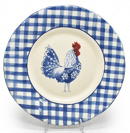 PRATO RASO AMASSADO XADREZ GALO AZUL