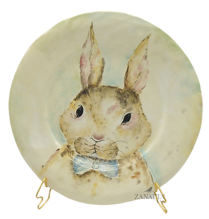 PRATO RASO COM DESENHO DE COELHO