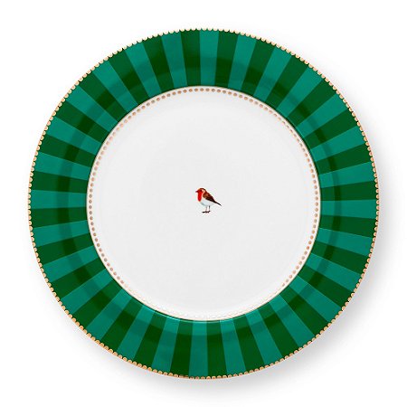Prato de Jantar Stripes Esmeralda/Verde - Love Birds