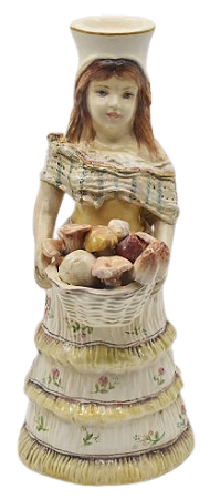 Porta vela de mulher com cesto de Cogumelos