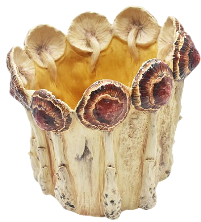 Vaso tronco alto com aplicação de Cogumelos na borda