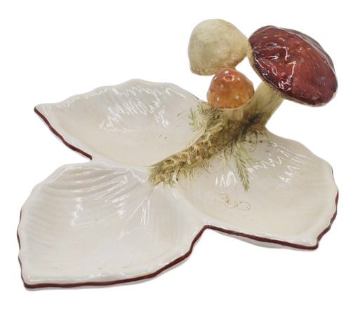 Petisqueira 3 folhas com aplicação de Cogumelos