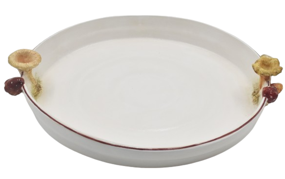 TRAVESSA REDONDA BRANCA G COM COGUMELOS NA BORDA