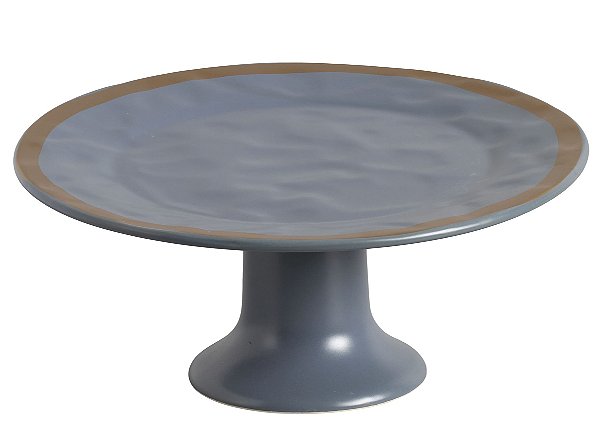 Porta torta azul amassado com filete dourado