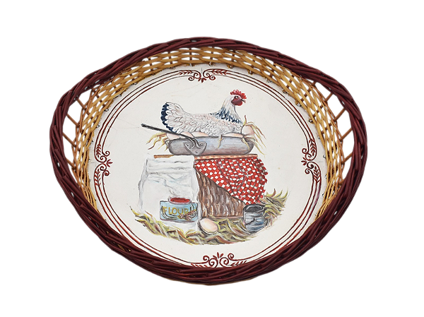 Cesta de vime M galinha Pano vermelho