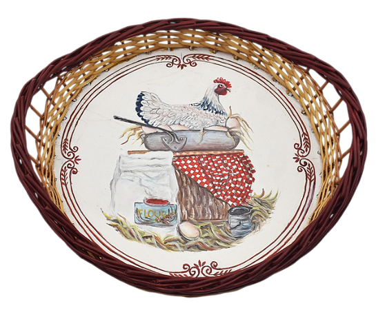 Cesta de vime M galinha Pano vermelho