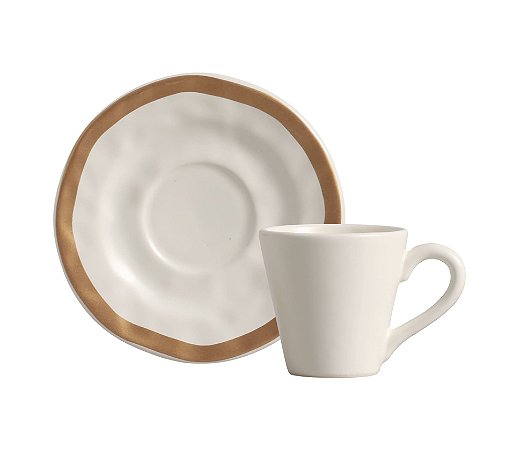 XICARAS DE CAFE BEGE C/ FILETE AMASSADA