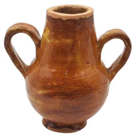 VASO GOTA M TERRACOTA COM DUAS ALÇAS 05 MOSTARDA DECORATIVO