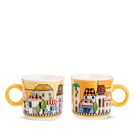 SET C/ 2 XICARAS ESPRESSO AMARELA PAESE MIO