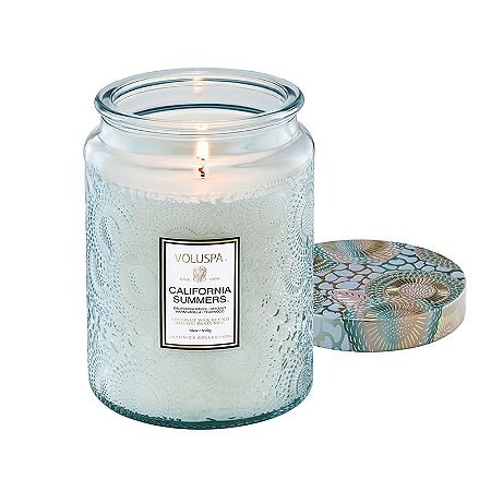 VELA POTE VIDRO G 100H RELEVO CALIFORNIA SUMMERS