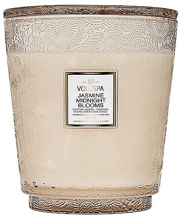 VELA POTE VIDRO +250H 5 PAVIOS JASMINE MIDNIGHT BLOOMS