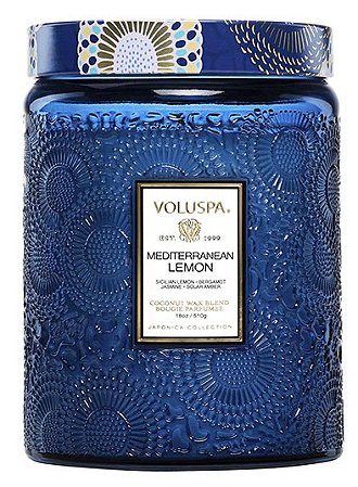 VELA POTE VIDRO G 100H RELEVO MEDITERRANEN LEMON