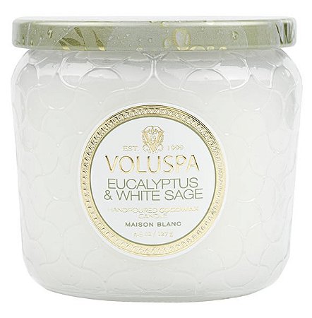 VELA POTE VIDRO +35H EUCALYPTUS E WHITE SAGE