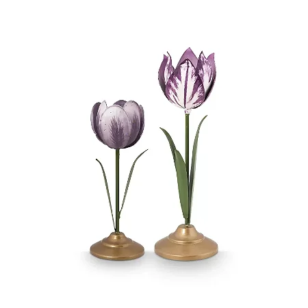 Set/2 Castiçais Tulipa Lilás - Home Accessories
