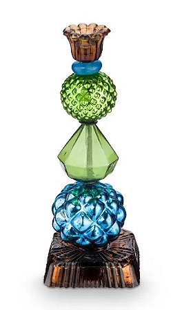 Castiçal de Vidro Bead Azul/Verde 23,5 - Home Accessories