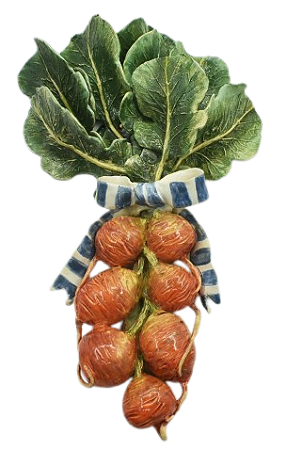 MAÇO DE RABANETES LARANJA E LAÇO LISTRADO