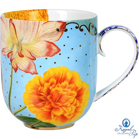 Caneca Grande Flowers - Royal