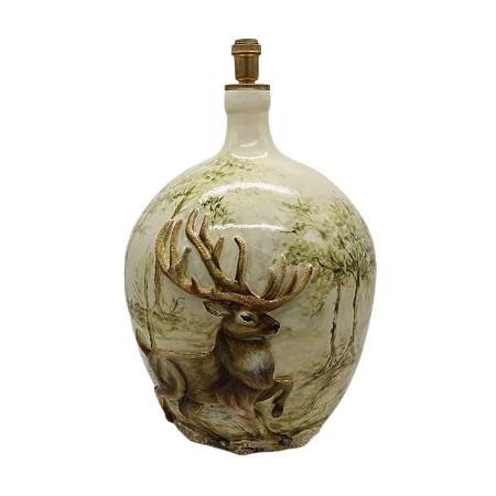 BASE DE ABAJUR GARRAFAO COM RELEVO DE ALCE