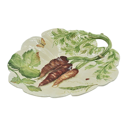 BANDEJA FOLHA DECORATIVA M RASA DESENHO DE CENOURA E OUTROS