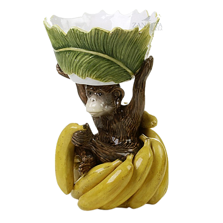PENCA DE BANANA COM MACACO SENTADO E BOWL DE FOLHA NA CABEÇA