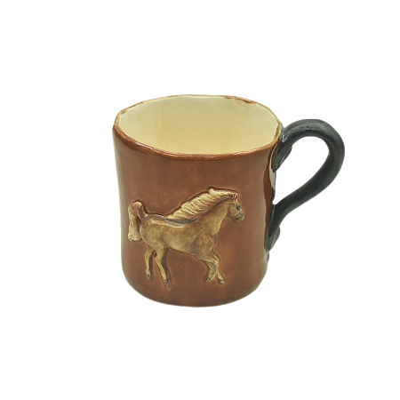 CANECA ESTILO ANTIGA COM APLICAÇÃO CAVALO