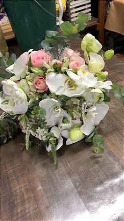 Buquê noiva Branco e Rosa