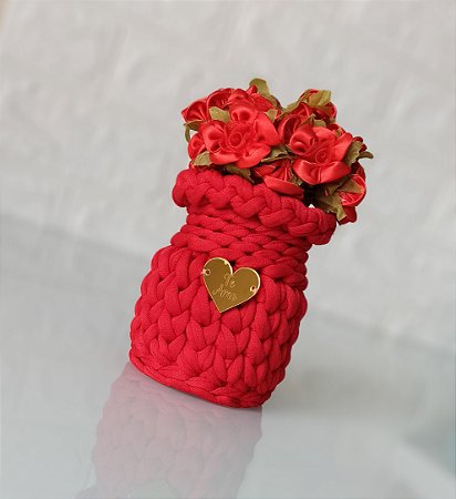 Vasinho de Crochê com Flores Artificiais (10 Peças)