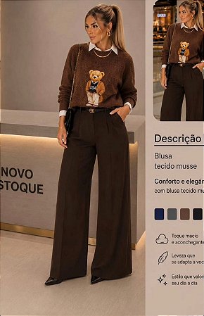 Blusa Sueter Ursinho Tricô