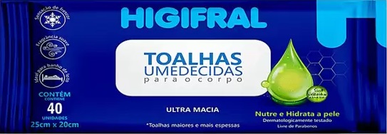 Toalhas Umedecidas Higifral com 40 unidades - nova embalagem