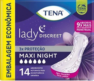 Absorvente Feminino Tena Lady Maxi Night com 14 unidades - Uso Noturno