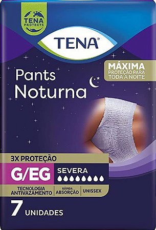 Fralda Geriátrica Tena Noturna Pants fralda calça - Tamanho G/EG pacote com 7 unidades - uso unissex