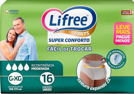 Fralda Geriátrica Lifree fralda calça - Tamanho G/XG pacote com 16 unidades - uso unissex