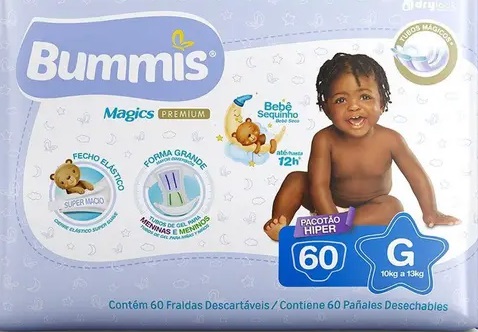 Fralda Infantil Bummis Magics Premium G pacote com 60 unidades