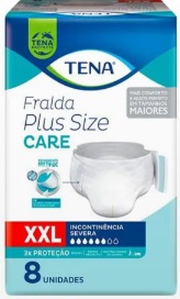 Fralda Geriátrica Tena Plus Size Care - Tamanho XXL pacote com 8 unidades - uso unissex