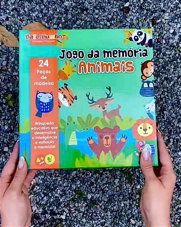 Jogo da Memória de Madeira dos Animais 30 Peças