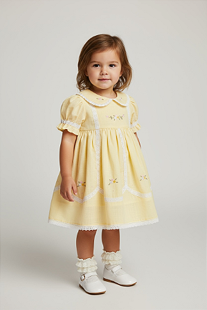 Vestido Bia amarelo bebê