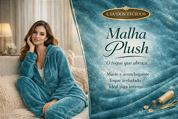 Tecido Plush 100% Poliéster — Macio e Aveludado 1,60 m