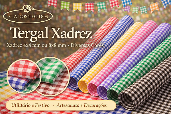 Tecido Tergal Xadrez – 100% Poliéster