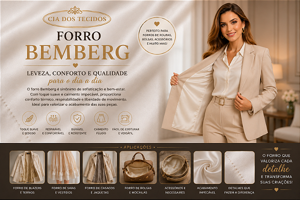 Tecido Bemberg (Forro) — Leveza, Versatilidade e o Acabamento Profissional Perfeito