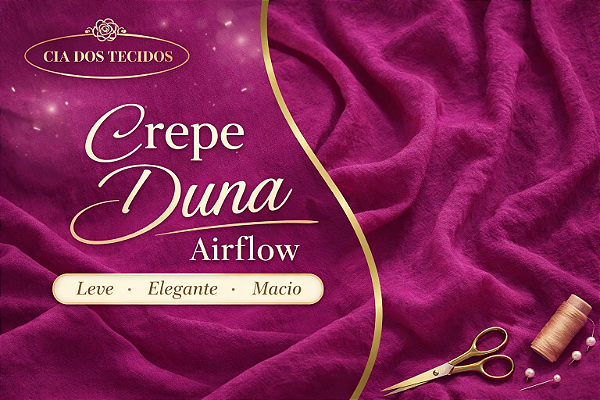 Tecido Crepe Duna AirFlow com Elastano (93% Poliéster + 7% Elastano)