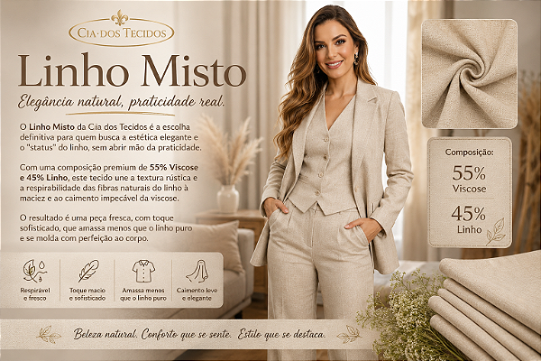 Linho Misto com Viscose — A Nobreza do Linho com o Caimento Fluido da Viscose