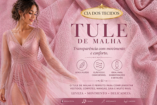 Tecido Tule de Malha por Metro | Elasticidade e Caimento Pesado