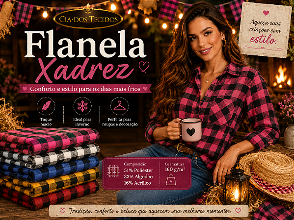 Flanela Xadrez Premium — O Toque Aconchegante e Estiloso para o seu Inverno