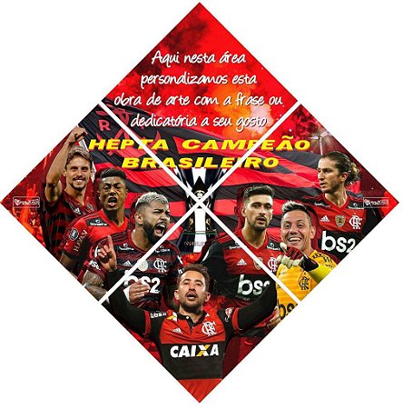 Quadro do Flamengo Heptacampeão Brasileiro 3d Mosaico 04 Peças Personalizado com a Frase ou Dedicatória a Seu Gosto