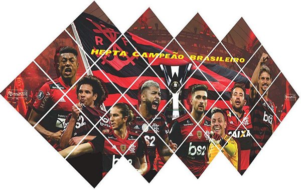 Quadro do Flamengo Heptacampeão Brasileiro 3d Mosaico 24 Peças