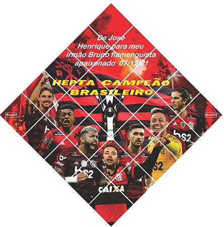 Quadro do Flamengo Heptacampeão Brasileiro 3d Mosaico 25 Peças Personalizado com a Frase ou Dedicatória a Seu Gosto