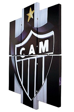 Quadro Escudo do Atlético Mineiro 3D Mosaico Madeira  Grande