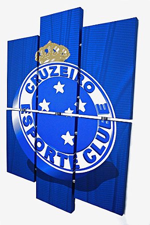 Quadro Escudo do Cruzeiro 3D Mosaico Madeira Tamanho Grande